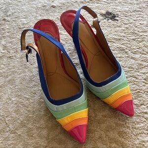 J Renee Rainbow Sling Back Kitten Heels Size 6.5 rainbow color